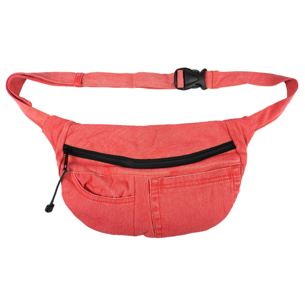 Reworked - Light Red Denim Fanny Pack Bag