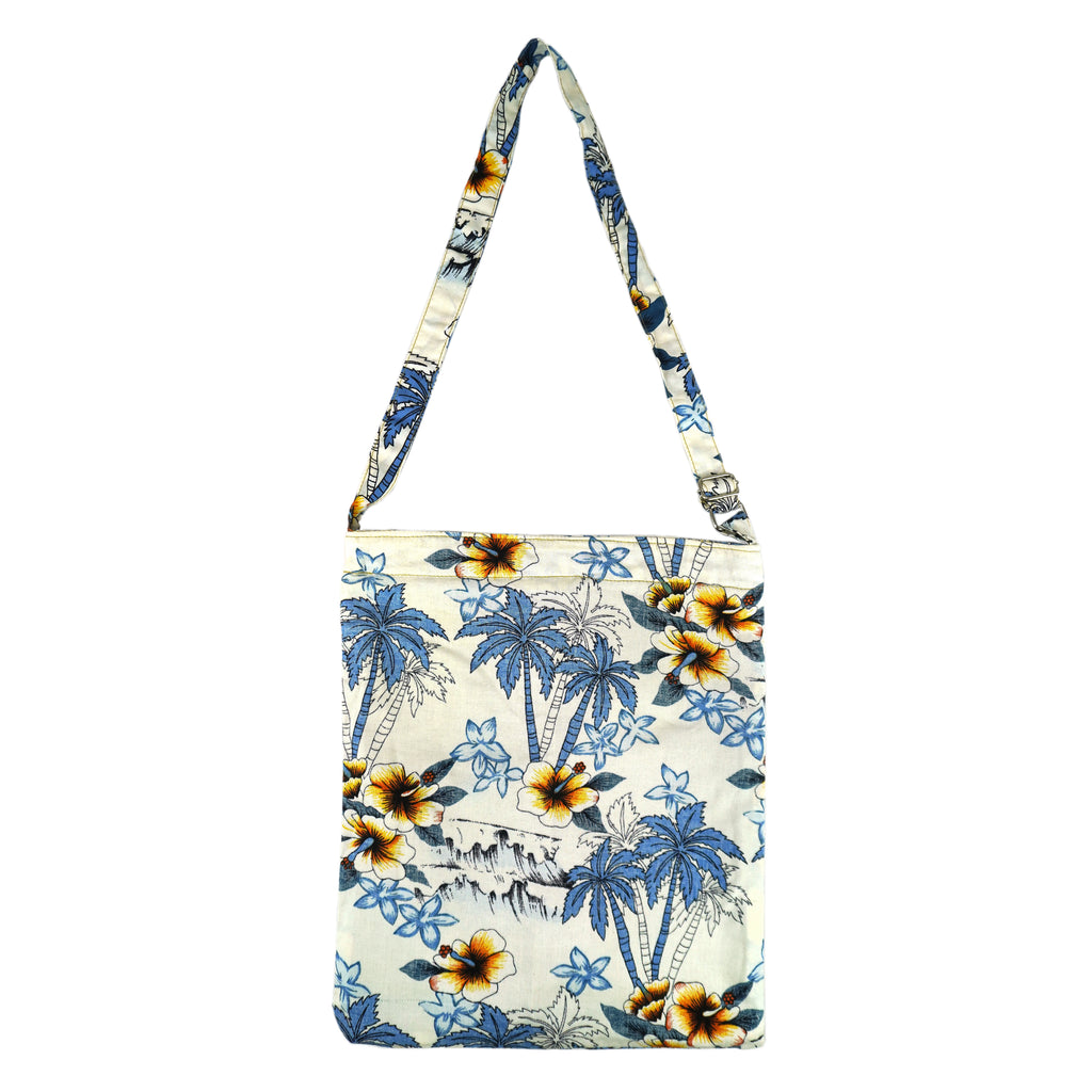 Reworked - White Hawaii Shirt Denim Tote Shopping Bag