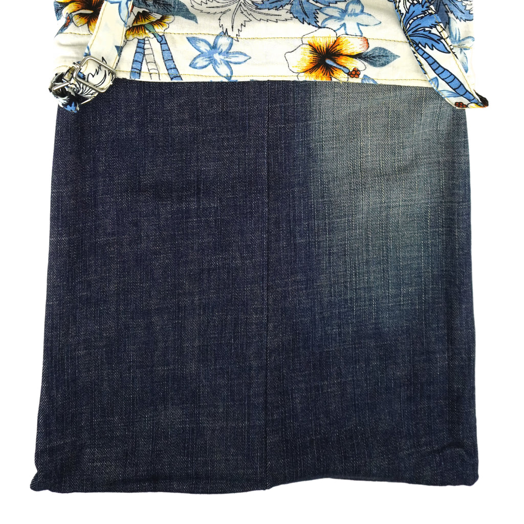 Reworked - White Hawaii Shirt Denim Tote Shopping Bag