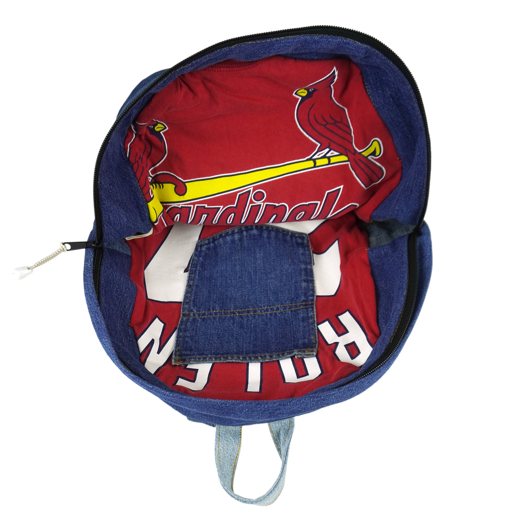 Reworked - Patchwork Denim X Cardinals Baseball Backpack Bag