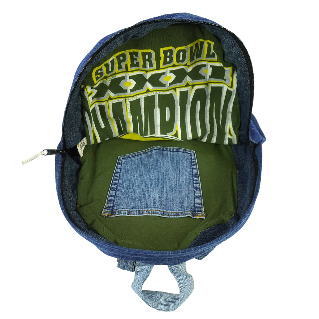 Reworked - Patchwork Denim X Packers Football Backpack Bag