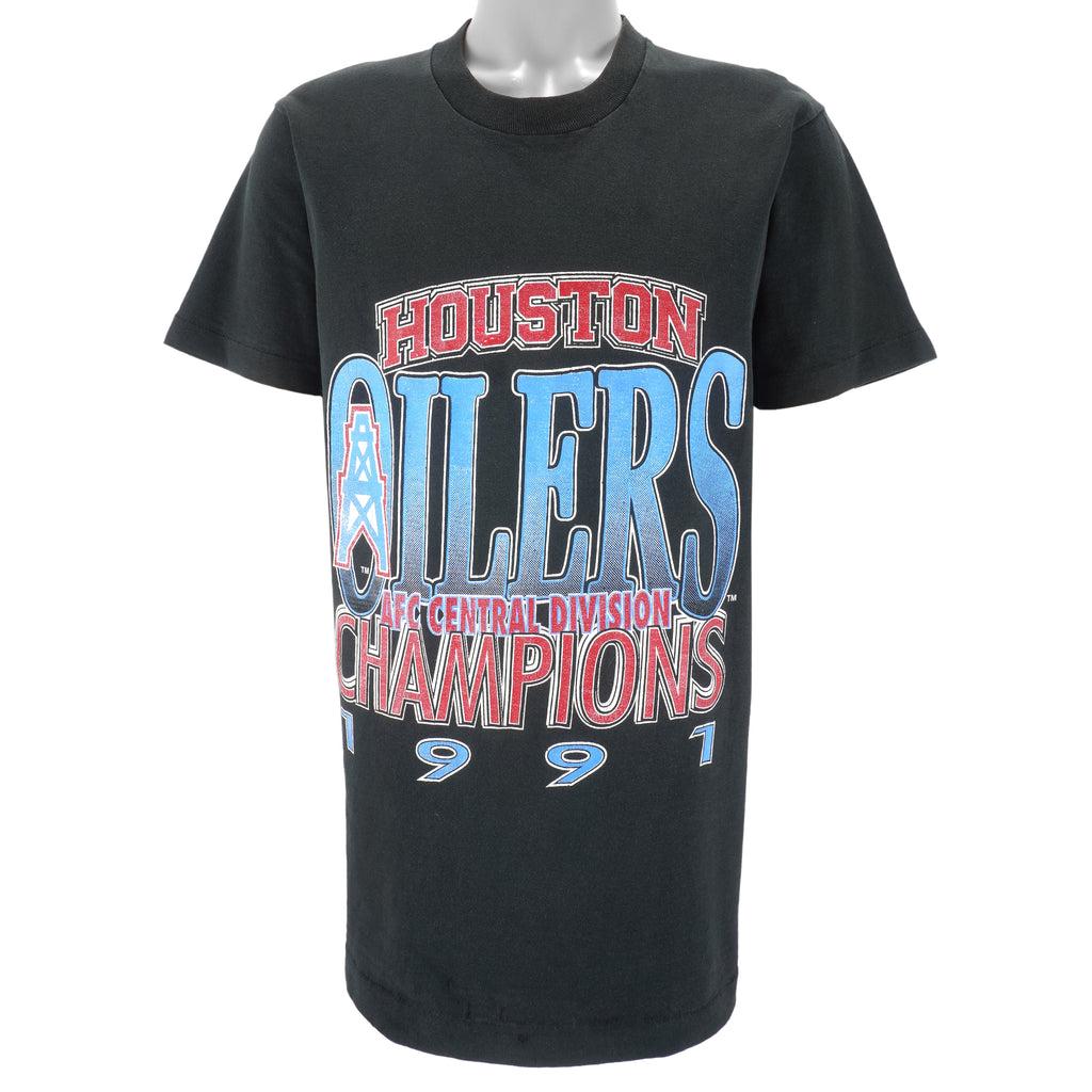 NFL (Fruit Of The Loom) - Houston Oilers Division Champs T-Shirt 1991 Large Vintage Retro Football