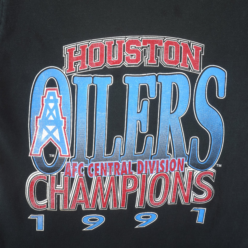 NFL (Fruit Of The Loom) - Houston Oilers Division Champs T-Shirt 1991 Large Vintage Retro Football