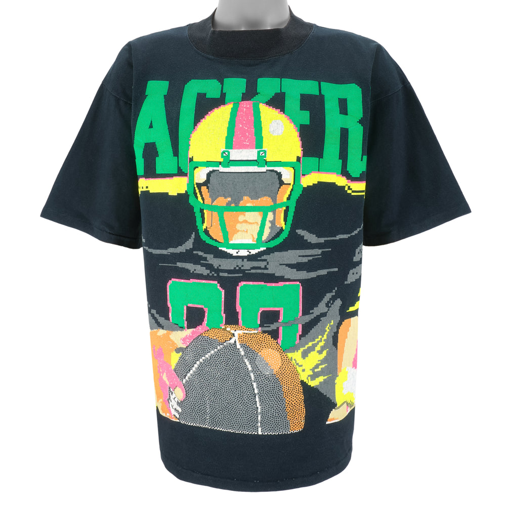 NFL (Caribe) - Green Bay Packers Single Stitch T-Shirt 1989 Large Vintage Retro Football