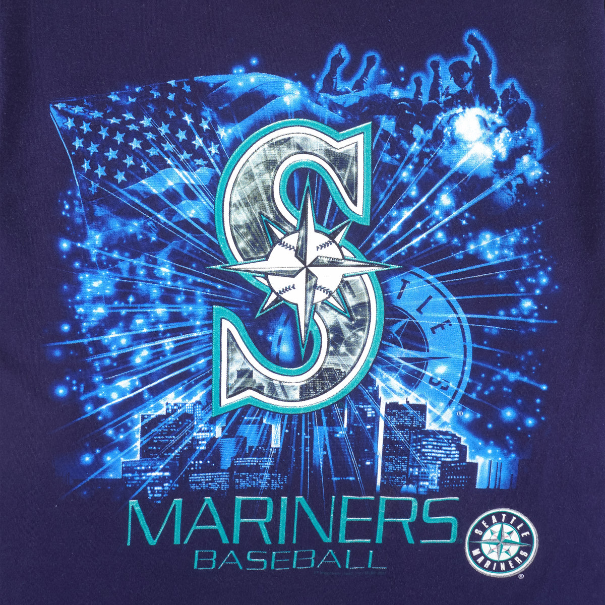 MLB - Seattle Mariners Big Logo T-Shirt 2001 Large Vintage Retro Baseball