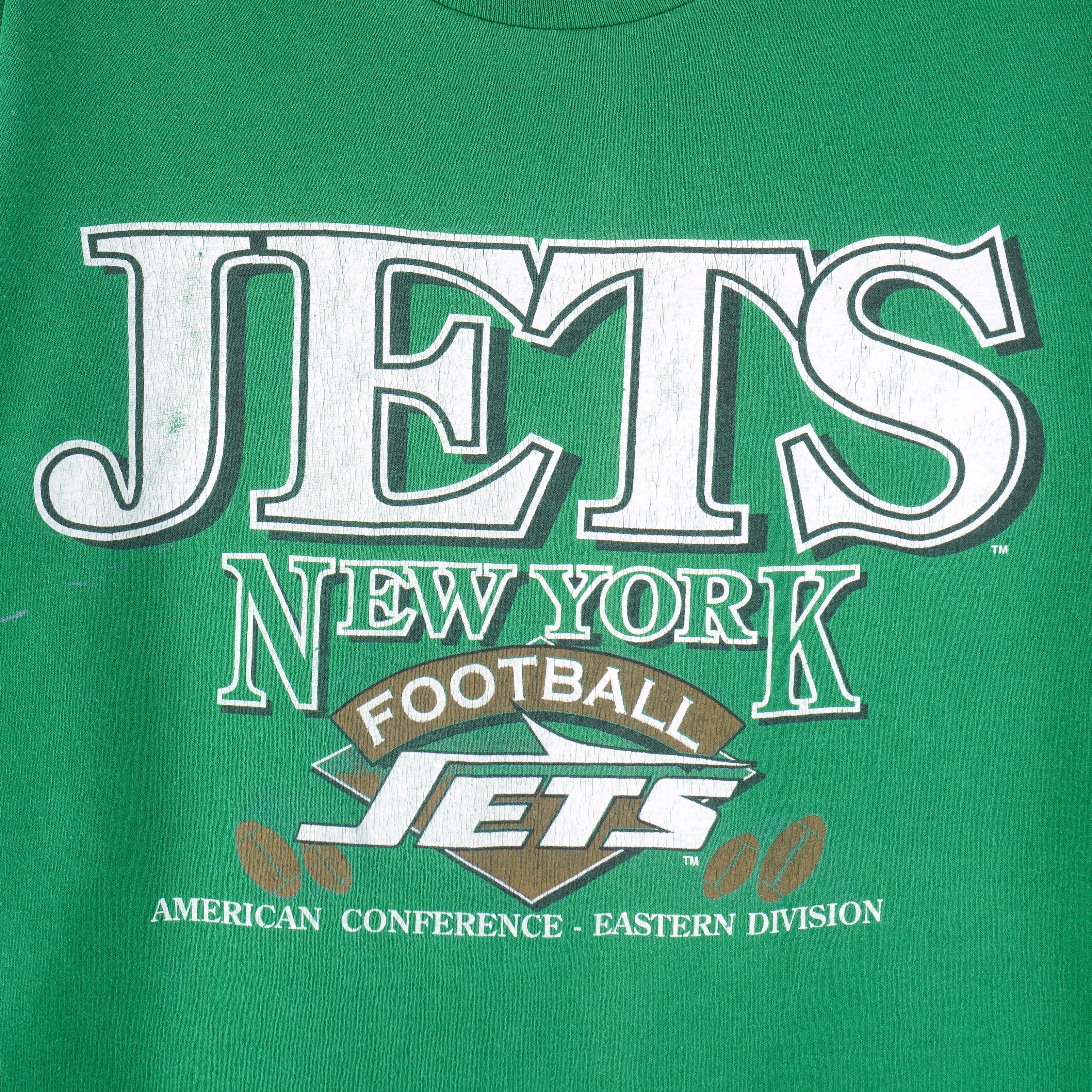 NFL - New York Jets Single Stitch T-Shirt 1980s Large Vintage Retro Football