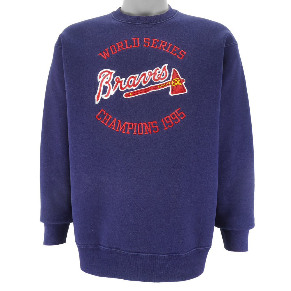 MLB (Fruit Of The Loom) - Atlanta Braves World Series Champs Sweatshirt 1995 Large Vintage Retro Baseball