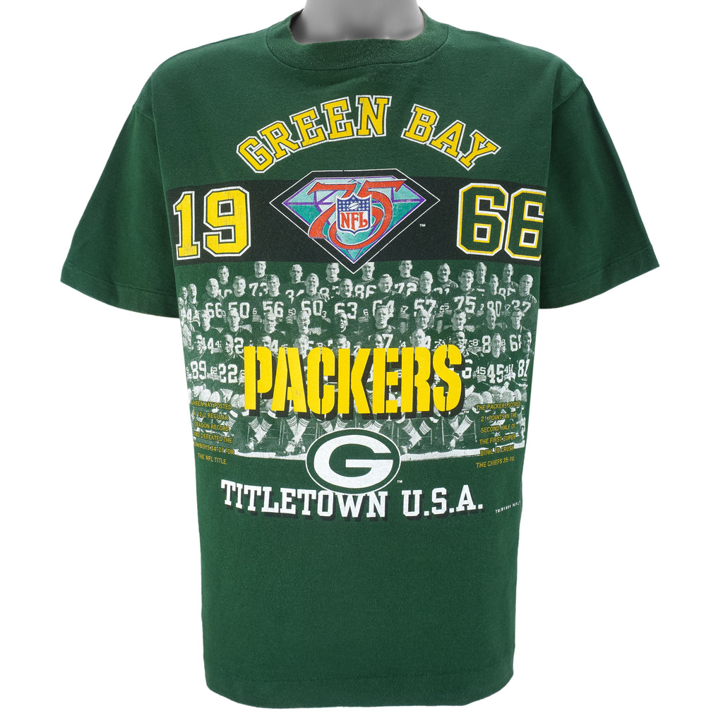 NFL (GTS) - Green Bay Packers Titletown USA Single Stitch T-Shirt 1994 Large Vintage Retro Football