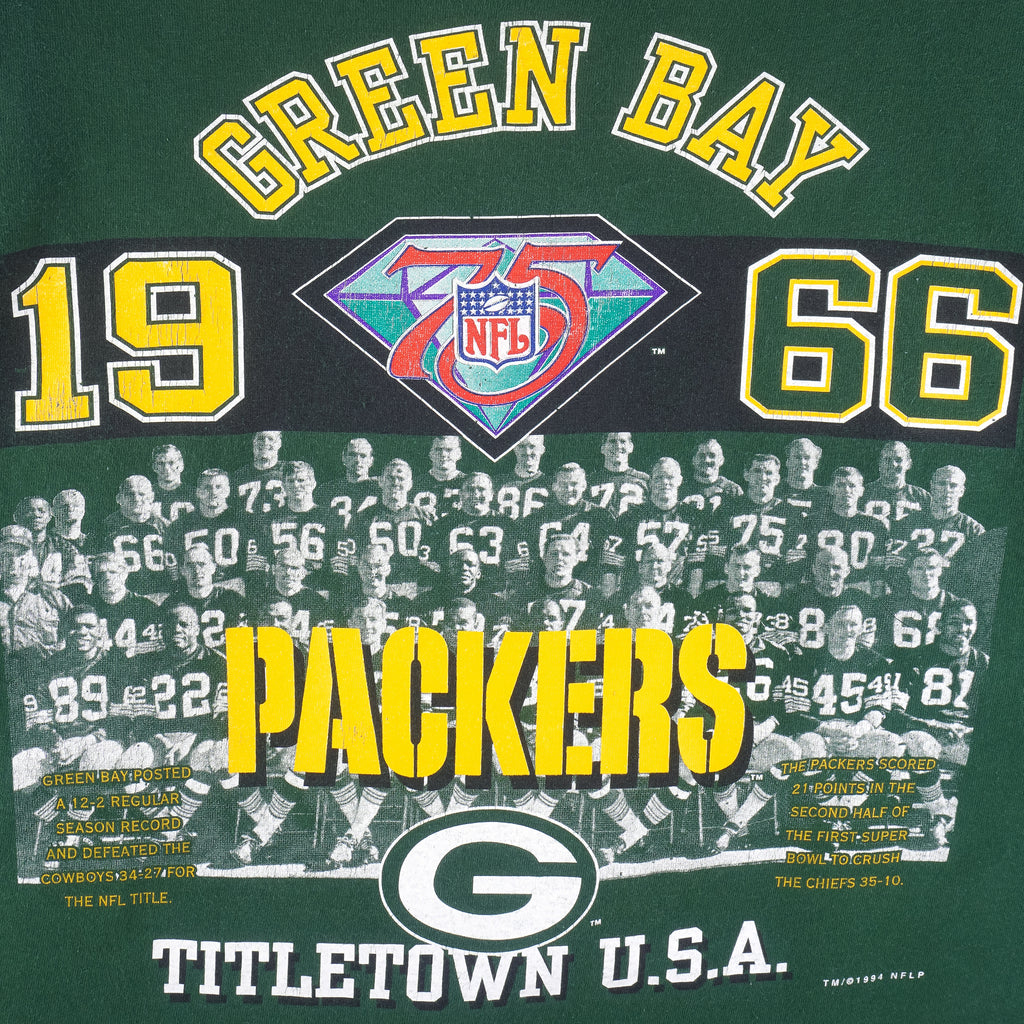 NFL (GTS) - Green Bay Packers Titletown USA Single Stitch T-Shirt 1994 Large Vintage Retro Football