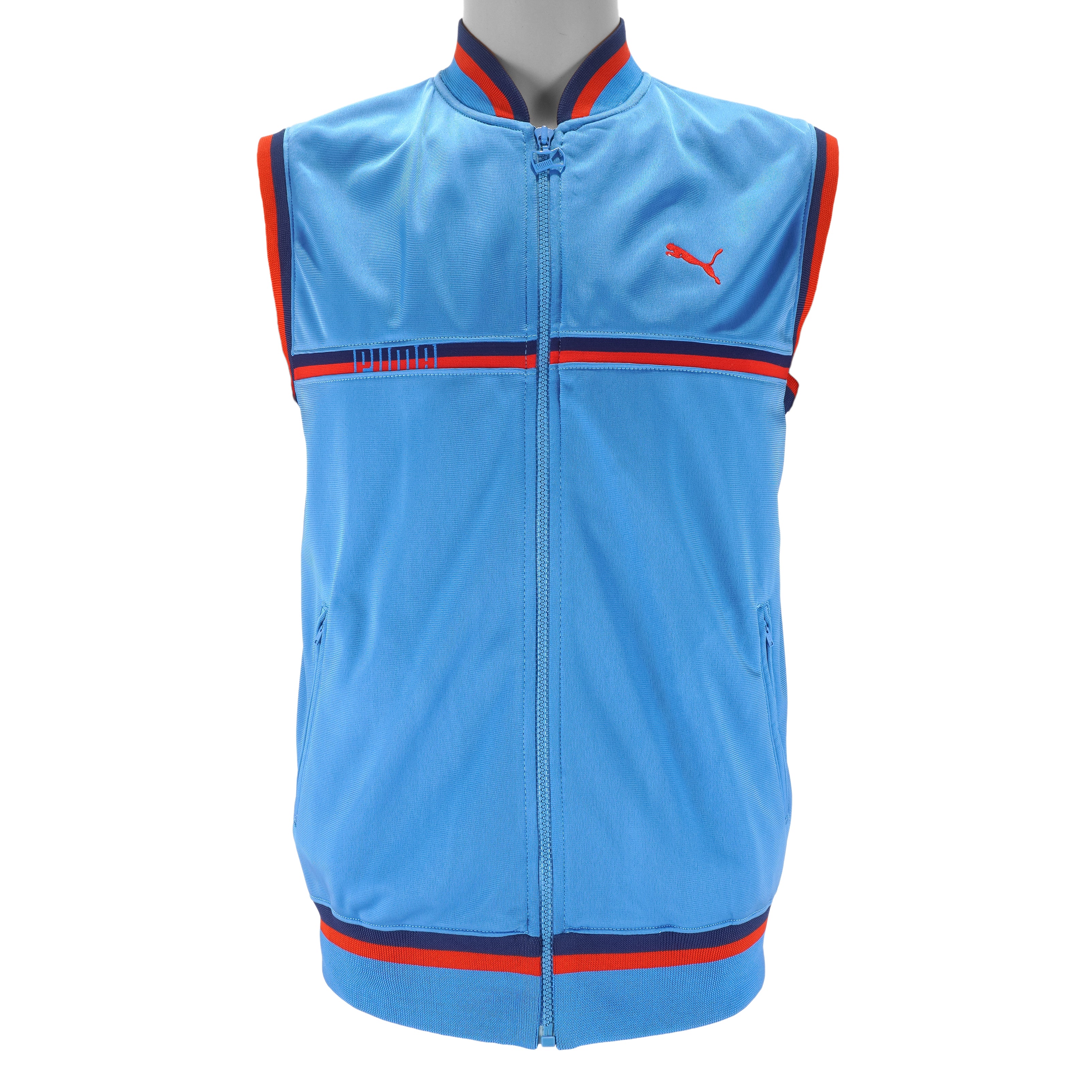 Puma - Blue Zip-Up Vest 1990s Small Vintage Retro