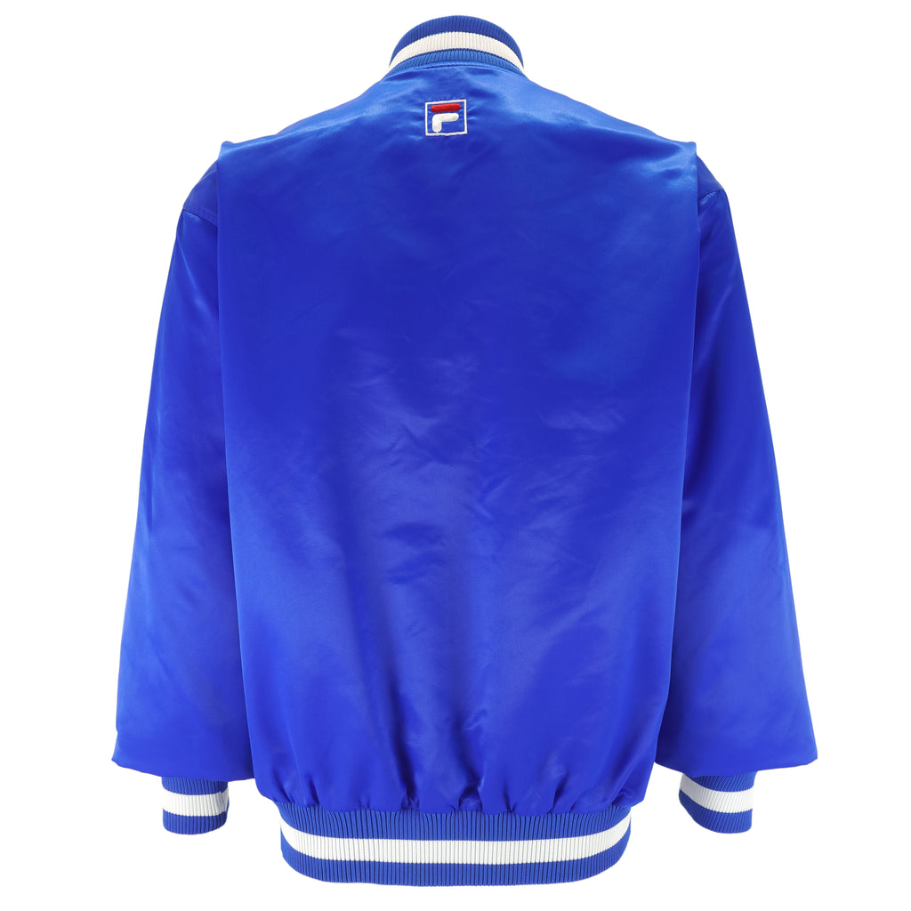 FILA - Blue Zip-Up Satin Jacket 1990s Large Vintage Retro