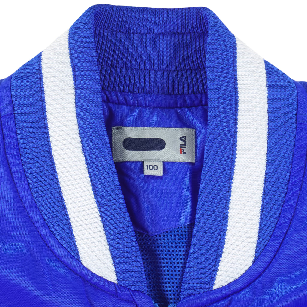 FILA - Blue Zip-Up Satin Jacket 1990s Large Vintage Retro