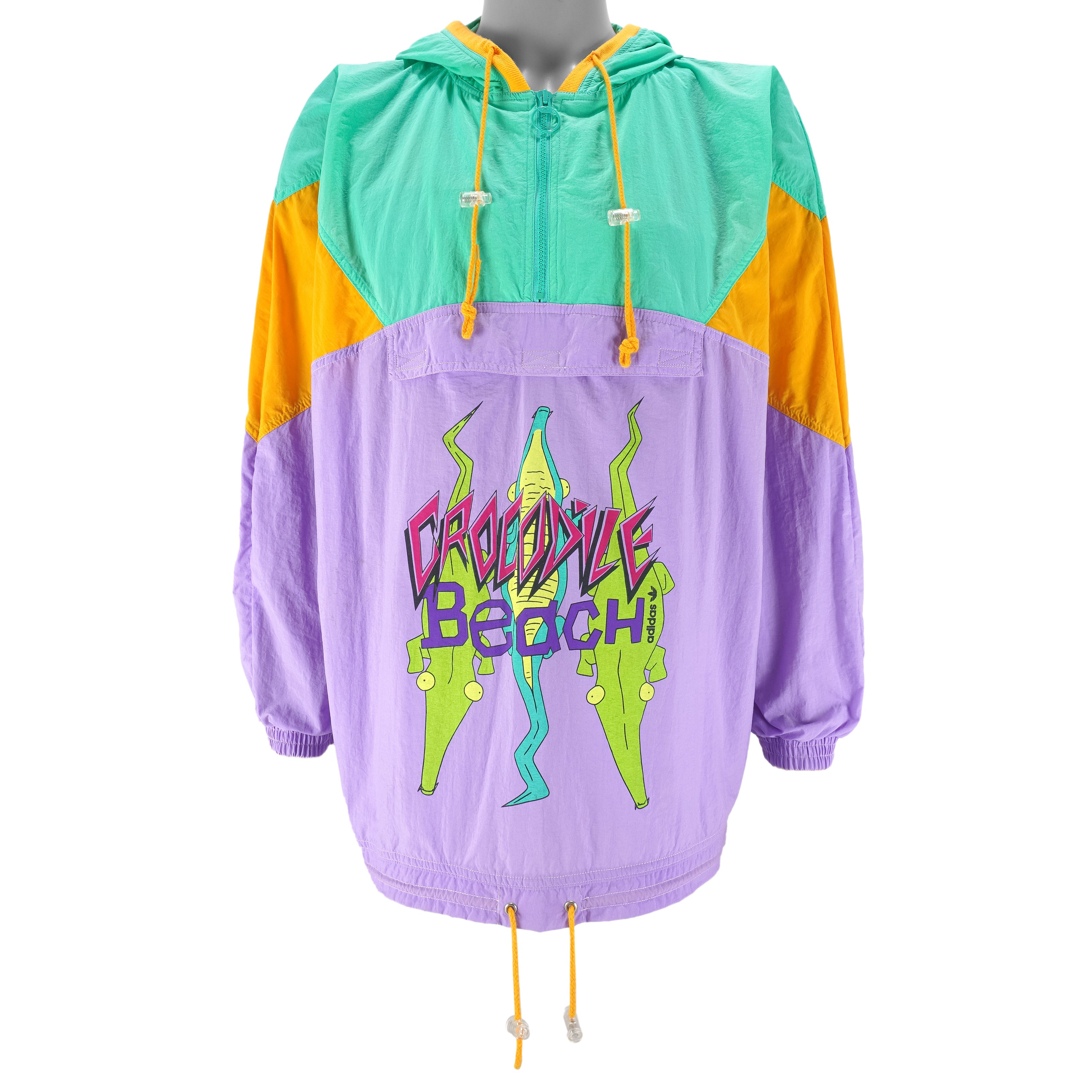 Adidas - Crocodile Beach Pullover Windbreaker 1990s X-Large Vintage Retro