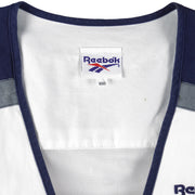 Reebok - White & Yellow Embroidered V-Neck Vest 1990s Large Vintage Retro
