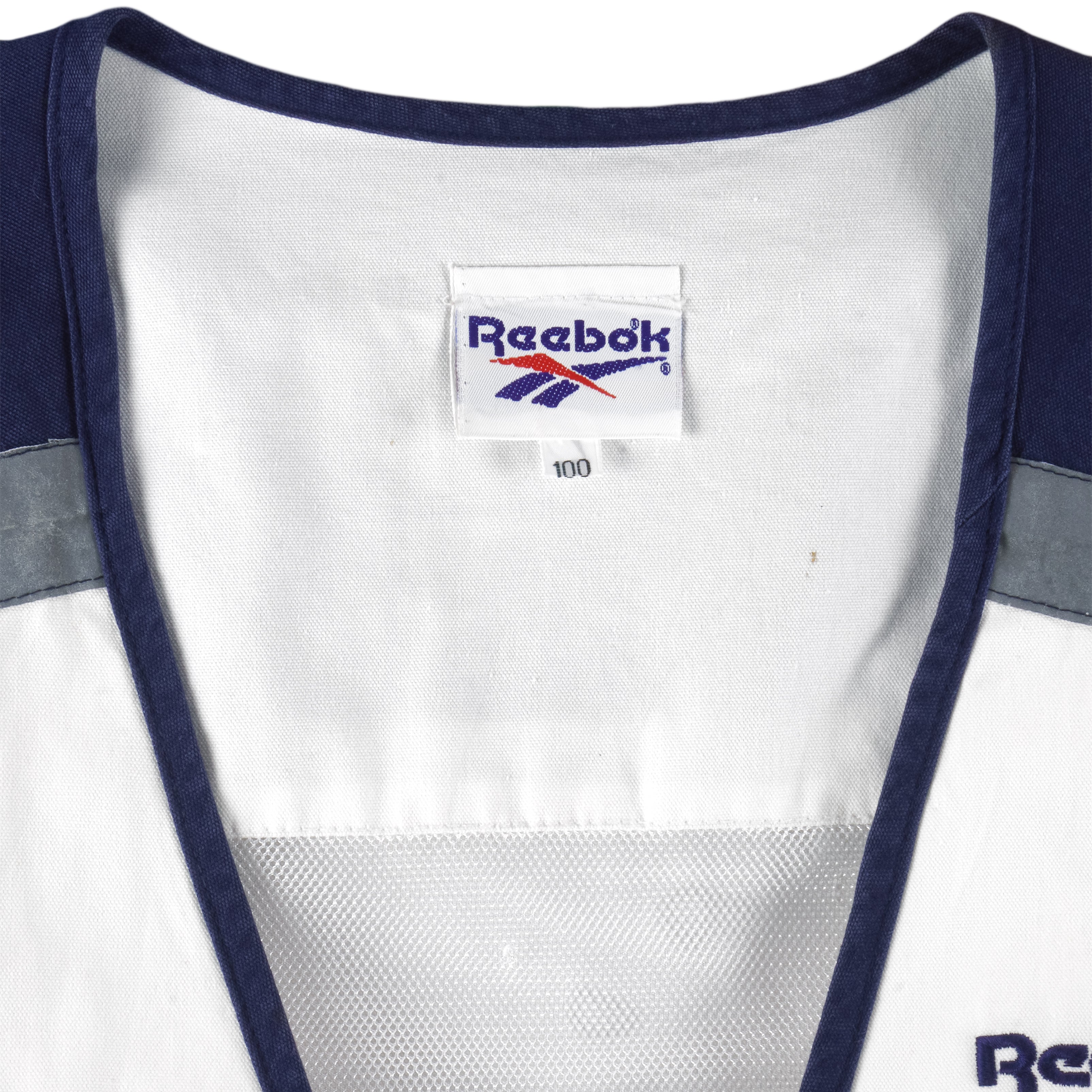 Reebok - White & Yellow Embroidered V-Neck Vest 1990s Large Vintage Retro