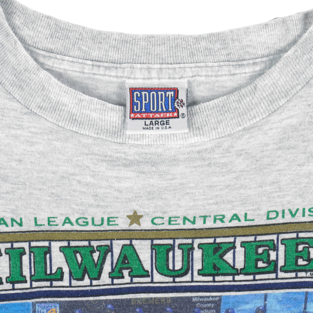 MLB (Sport Attack) - Milwaukee Brewers Single Stitch T-Shirt 1994 Large Vintage Retro Baseball