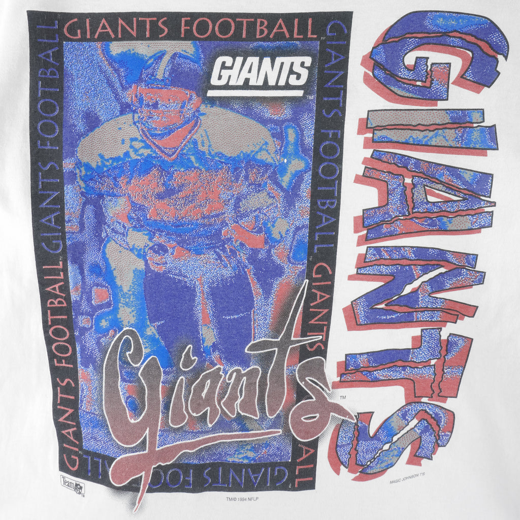 NFL (Magic Johnson T's) - New York Giants Single Stitch T-Shirt 1994 Large Vintage Retro Football