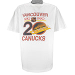 NHL (Waves) - Vancouver Canucks 20 Years Single Stitch T-Shirt 1990 X-Large