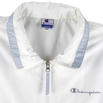 Champion - White Zip-Up T-Shirt 1990s Large Vintage Retro