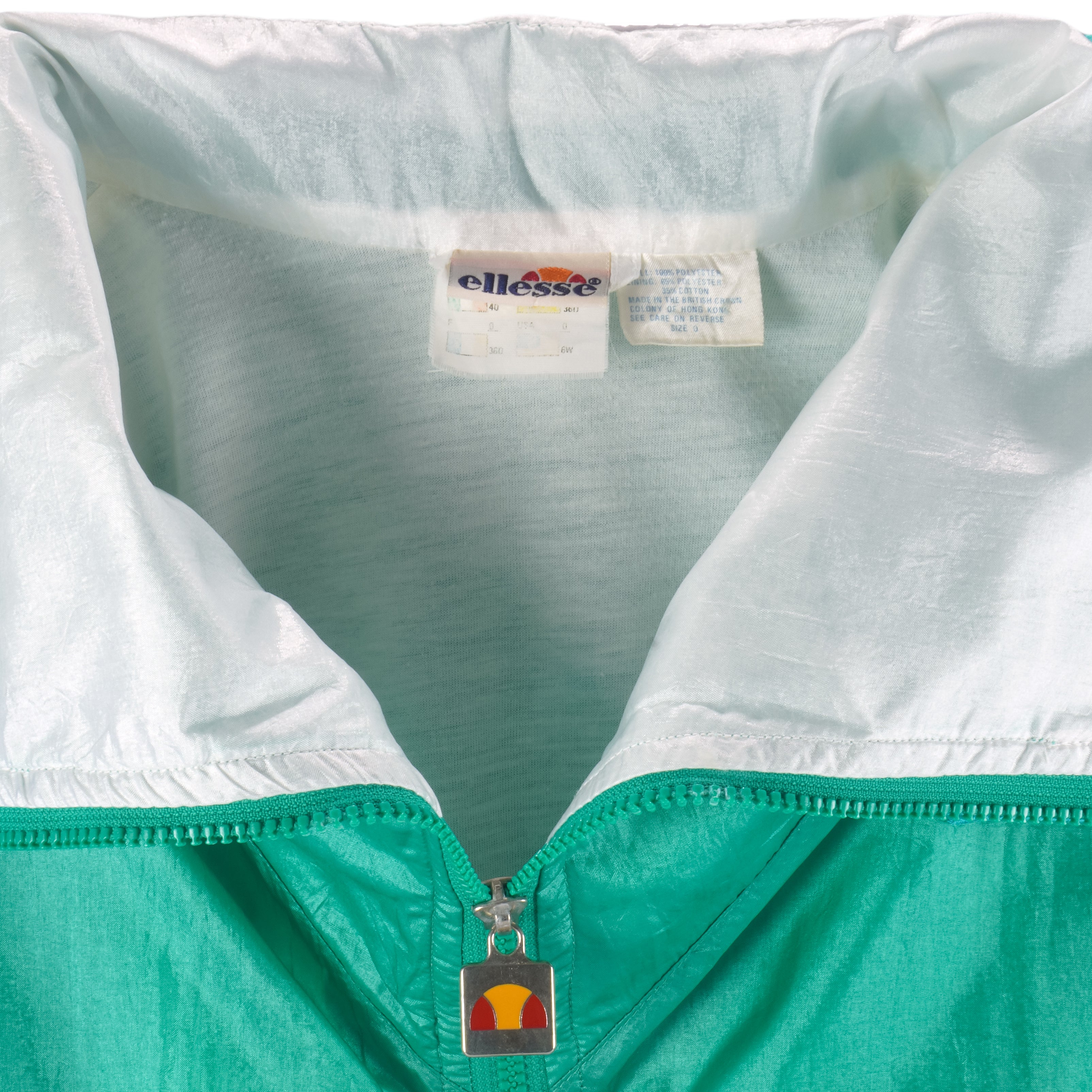 Ellesse - Green & White Zip-Up Bomber Jacket 1990s Medium Vintage Retro