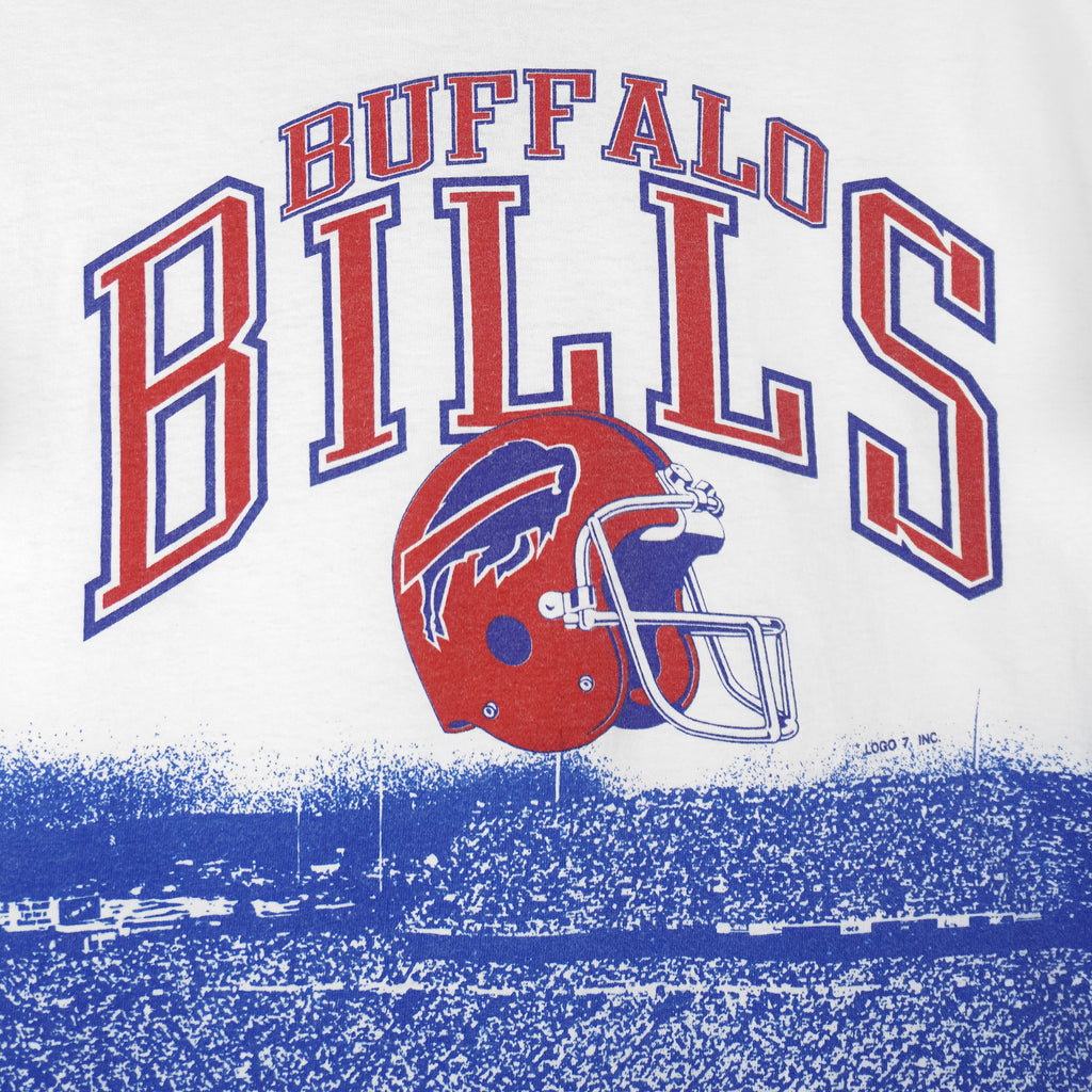 NFL (Logo 7) - Buffalo Bills Helmet Single Stitch T-Shirt 1990s Large Vintage Retro Football