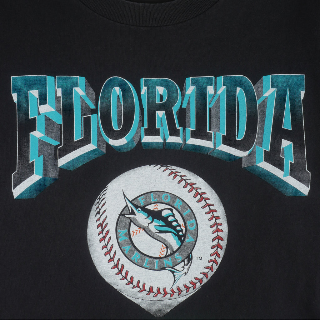 MLB (Nutmeg) - Florida Marlins T-Shirt 1990s Large Vintage Retro Baseball
