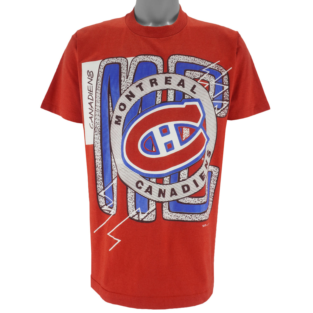 NHL (Ravens) - Montreal Canadiens Single Stitch T-Shirt 1993 Large Vintage Retro Hockey