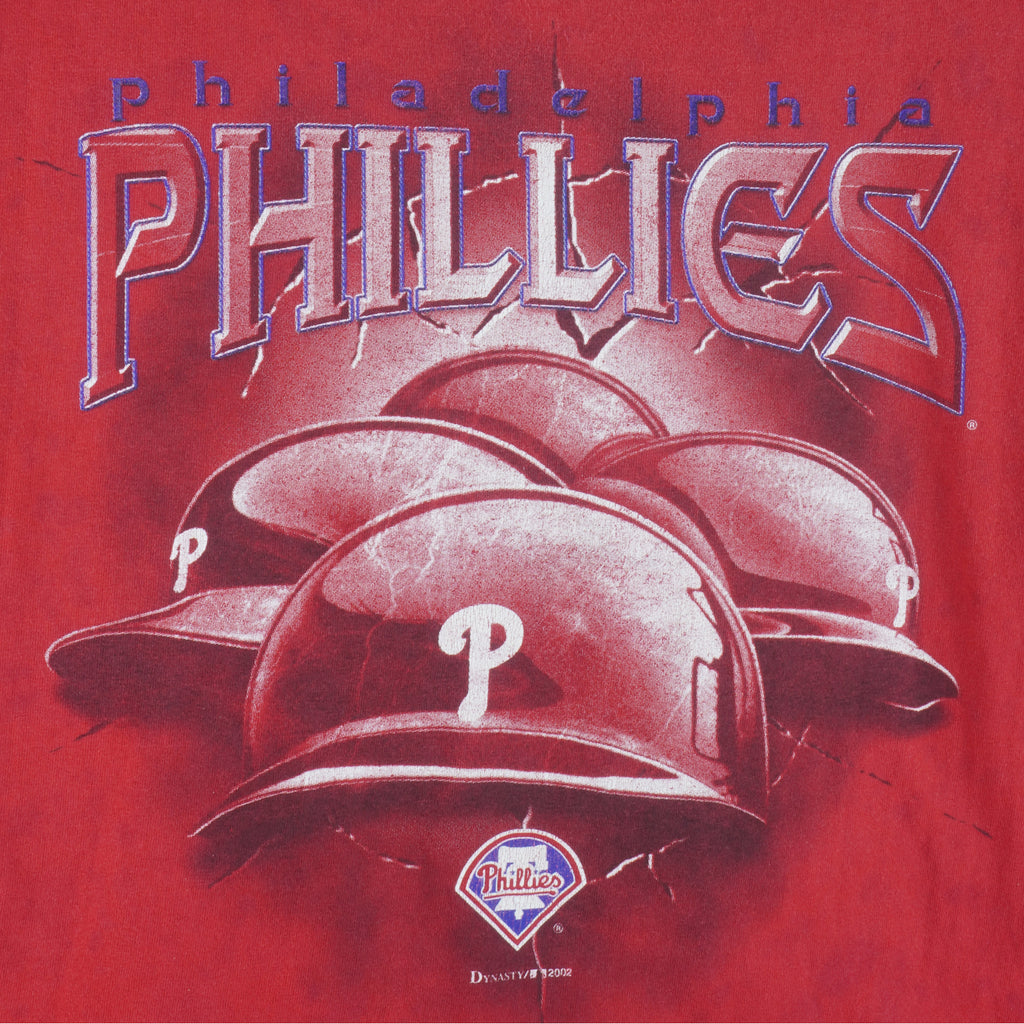 MLB (Dynasty) - Philadelphia Phillies Helmet T-Shirt 2002 X-Large Vintage Retro Baseball