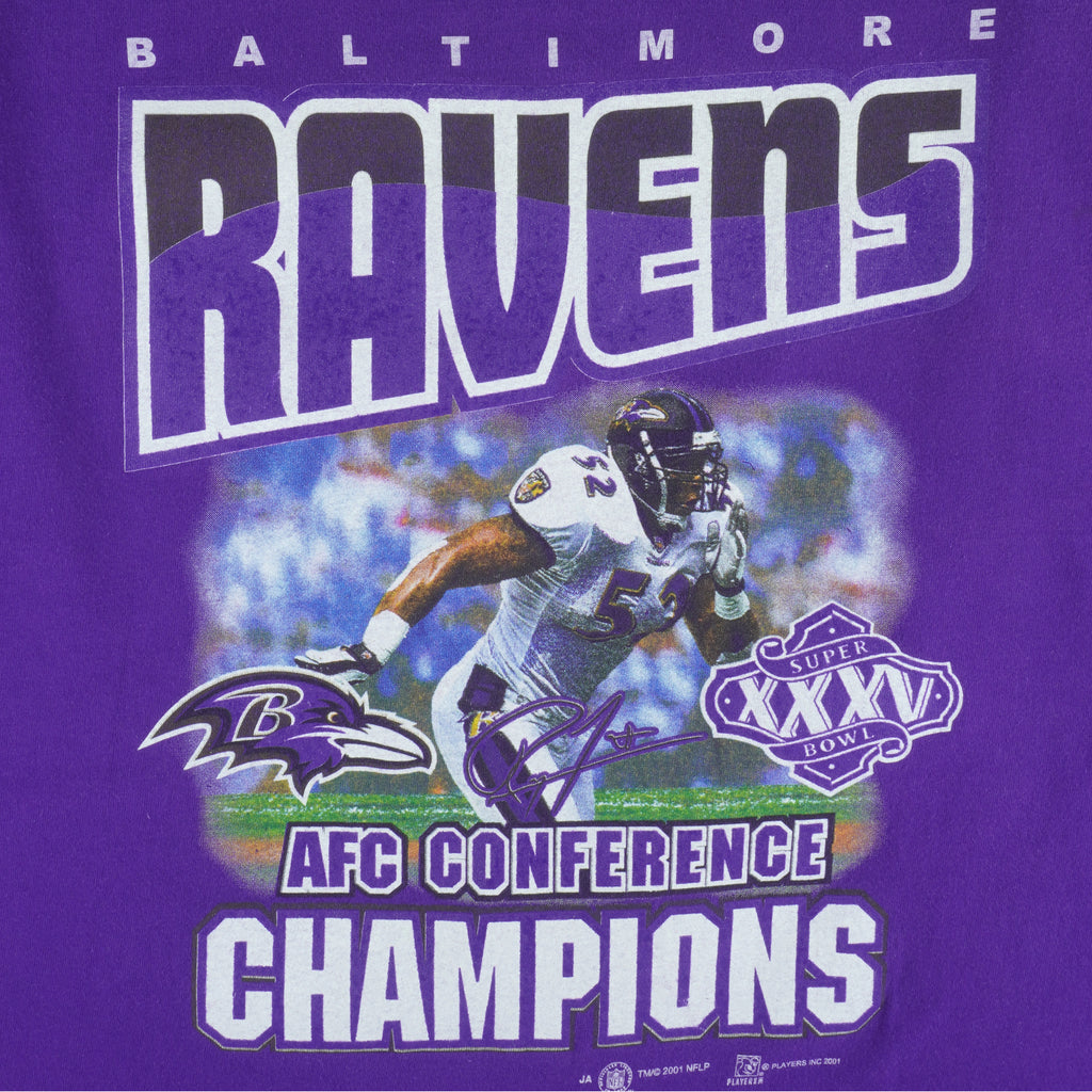 NFL (Tour Champ) - Baltimore Ravens Super Bowl Champs 35th T-Shirt 2001 Large Vintage Retro Football