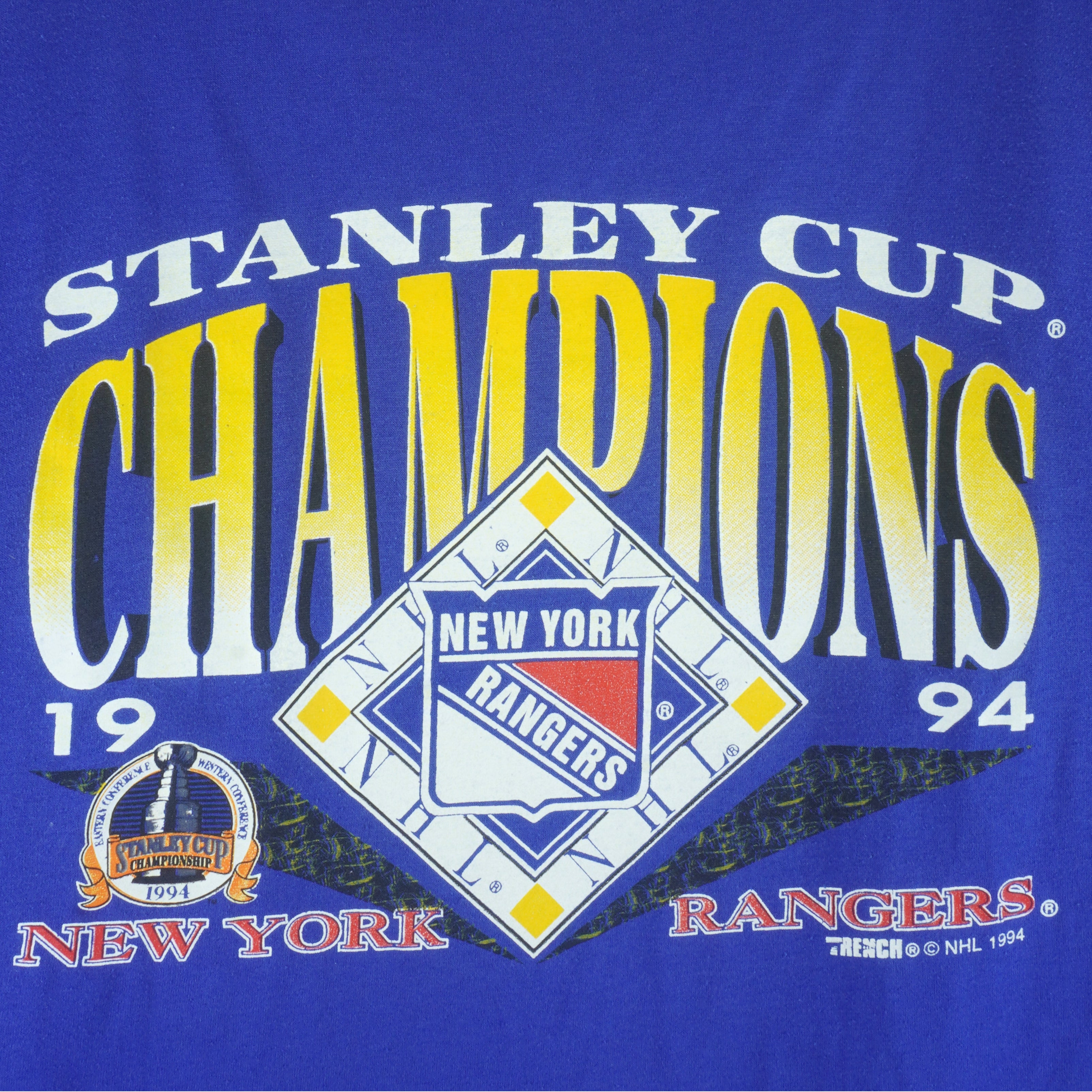 NHL (Trench) - New York Rangers Stanley Cup Champs T-Shirt 1994 X-Large Vintage Retro Hockey