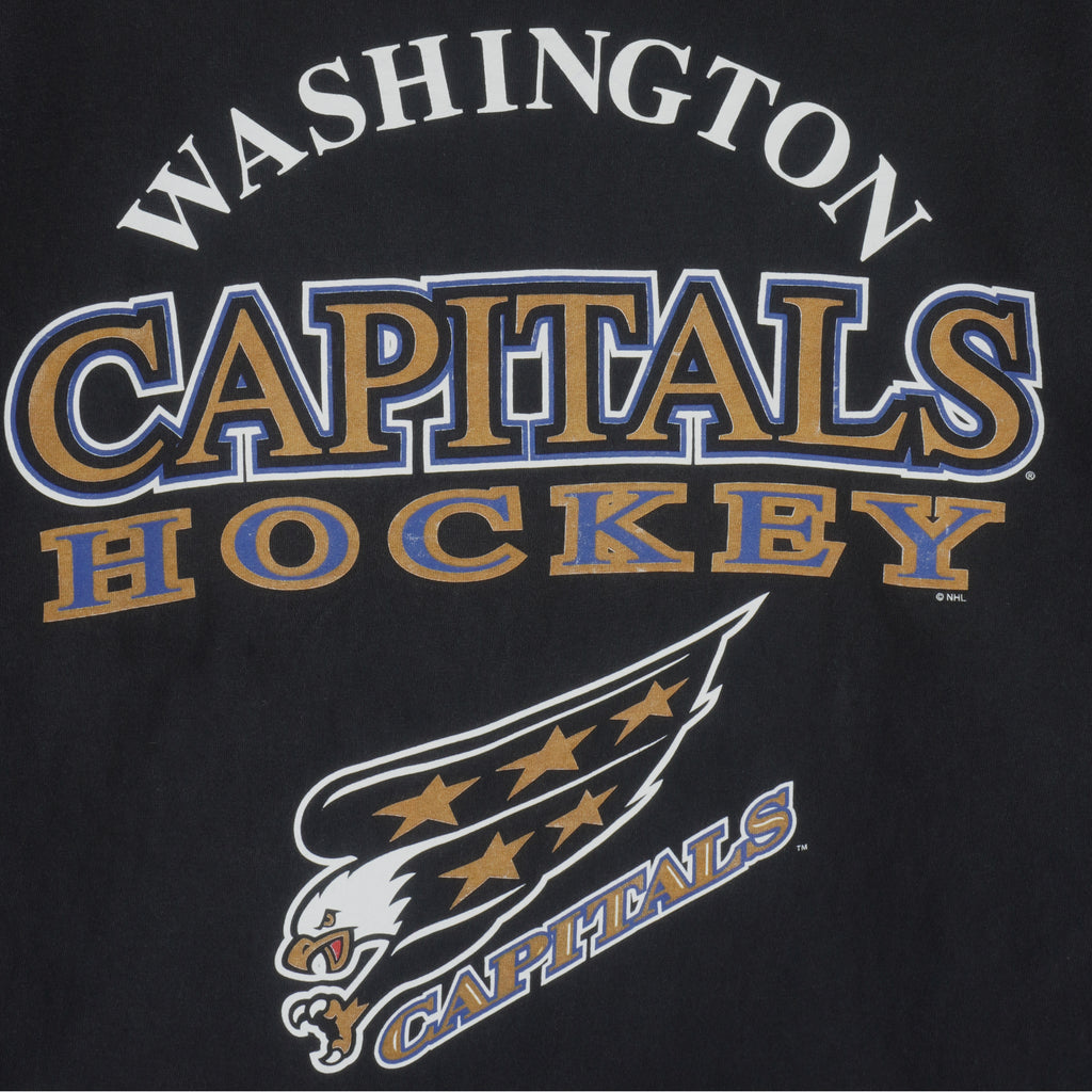 NHL (Hanes) - Washington Capitals Single Stitch T-Shirt 1990s X-Large Vintage Retro Hockey
