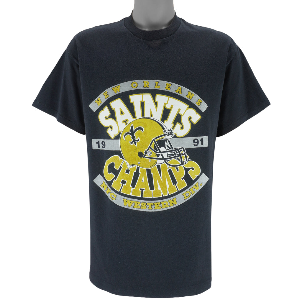 NFL (Trench) - New Orleans Saints Champs Single Stitch T-Shirt 1991 X-Large Vintage Retro Football