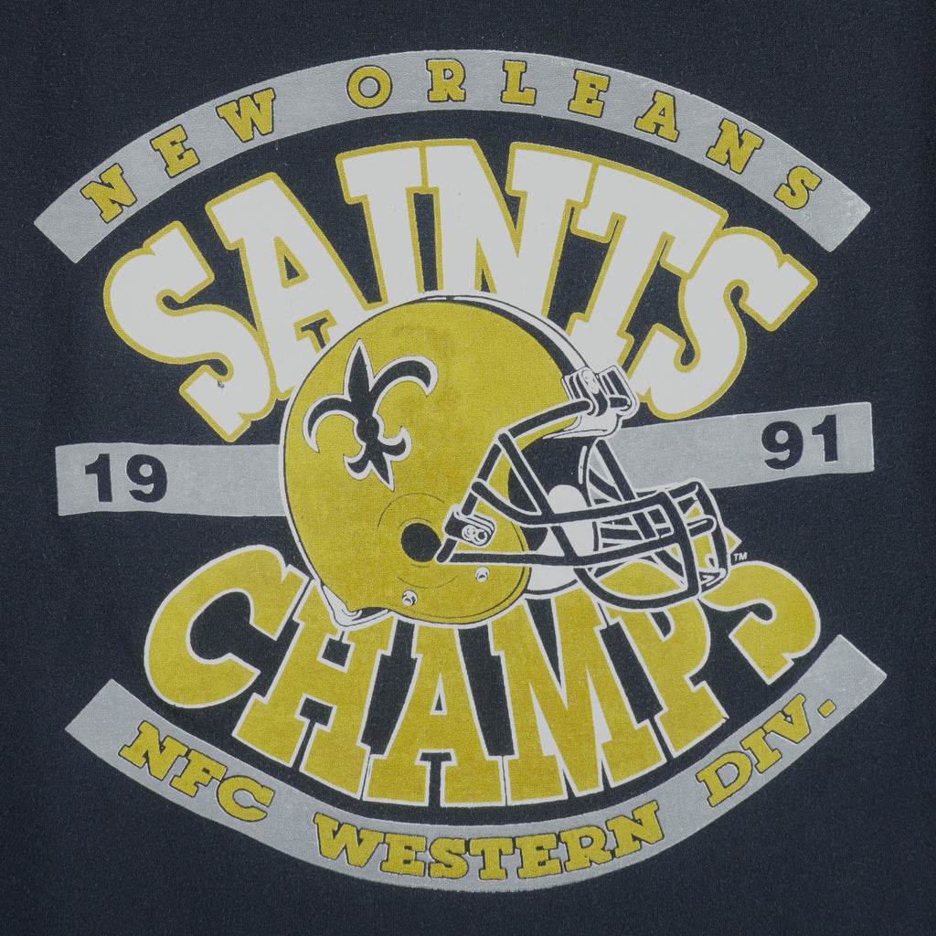 NFL (Trench) - New Orleans Saints Champs Single Stitch T-Shirt 1991 X-Large Vintage Retro Football