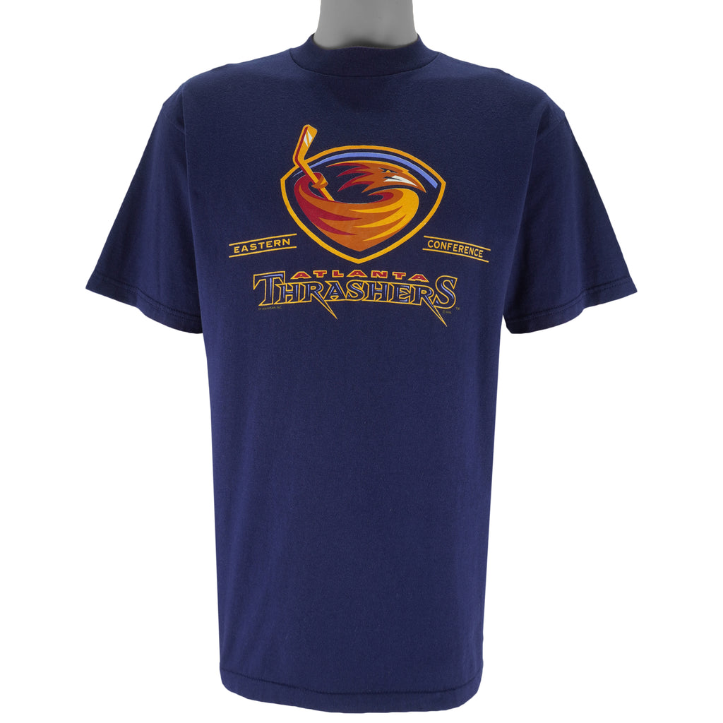 NHL (All Sport) - Atlanta Thrashers Big Logo T-Shirt 1990s Large Vintage Retro Hockey