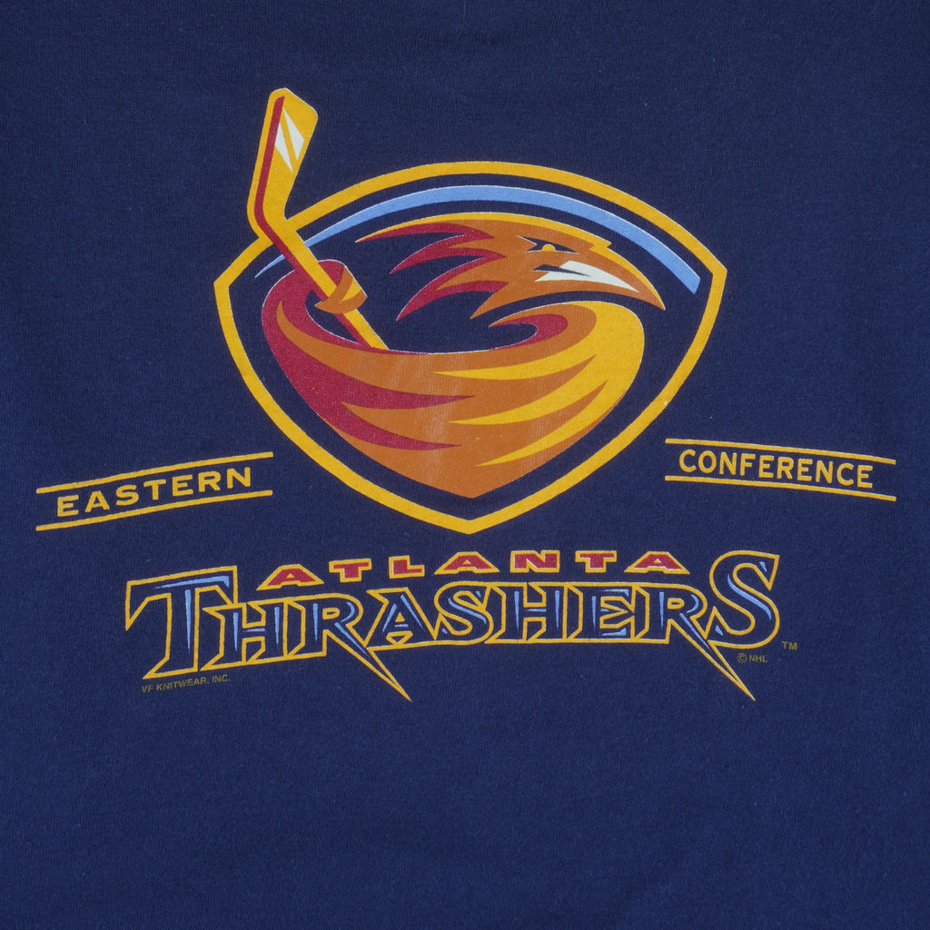 NHL (All Sport) - Atlanta Thrashers Big Logo T-Shirt 1990s Large Vintage Retro Hockey