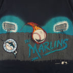 MLB (Lightning Bolt) - Florida Marlins Single Stitch T-Shirt 1994 Large Vintage Retro Baseball