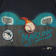 MLB (Lightning Bolt) - Florida Marlins Single Stitch T-Shirt 1994 Large Vintage Retro Baseball