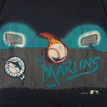 MLB (Lightning Bolt) - Florida Marlins Single Stitch T-Shirt 1994 Large Vintage Retro Baseball