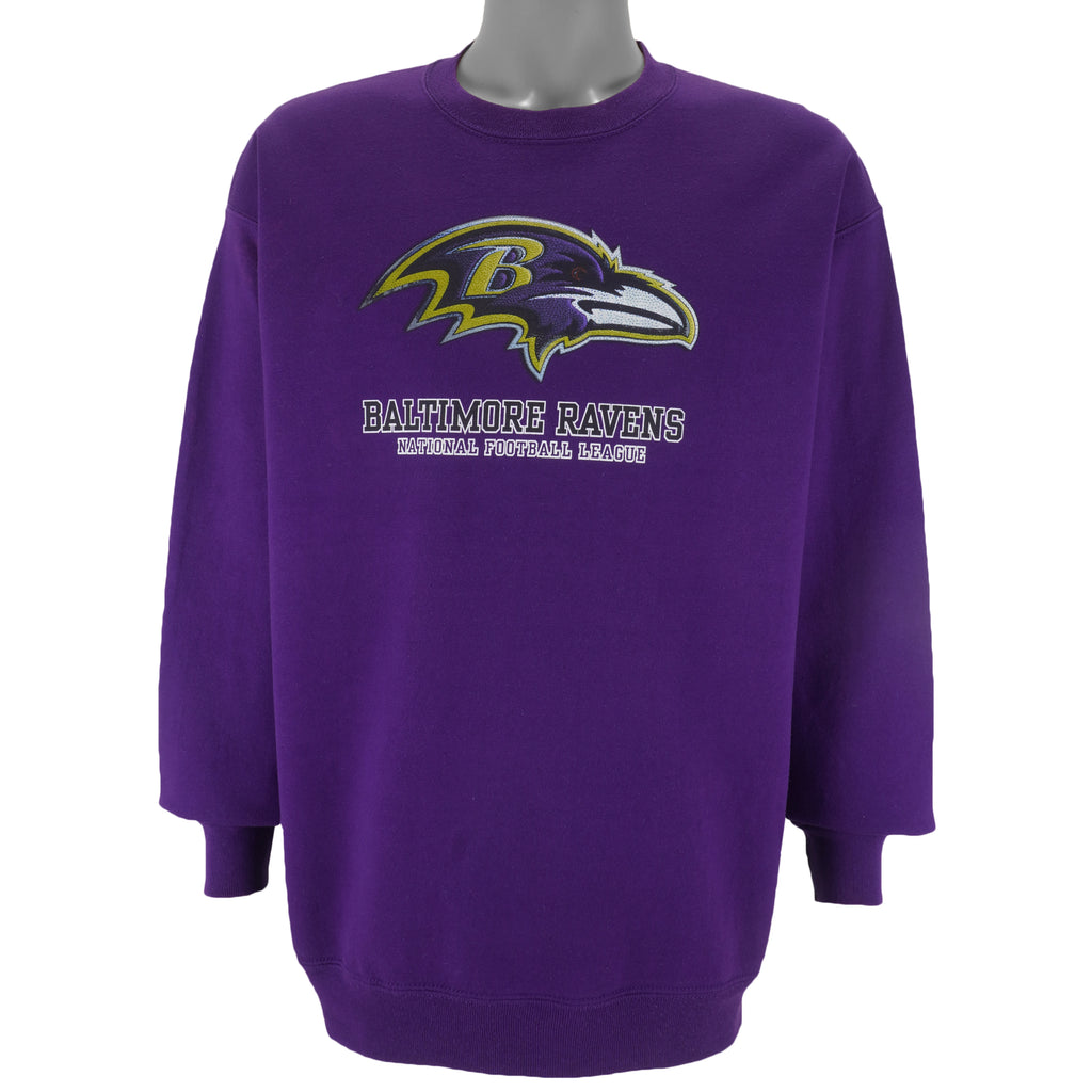 NFL (Team Apparel) - Baltimore Ravens Crew Neck Sweatshirt 2000s Large Vintage Retro Football