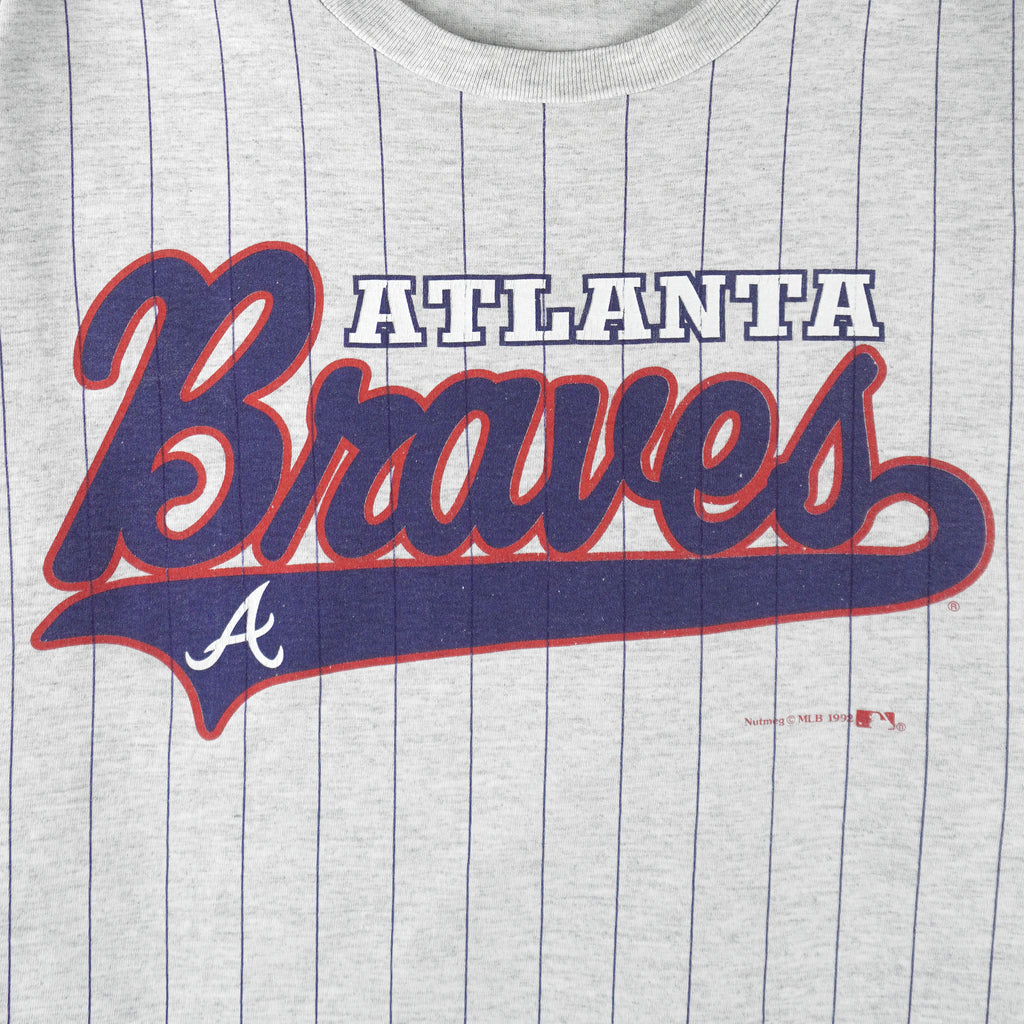 MLB (Nutmeg) - Atlanta Braves Single Stitch T-Shirt 1992 X-Large Vintage Retro Baseball