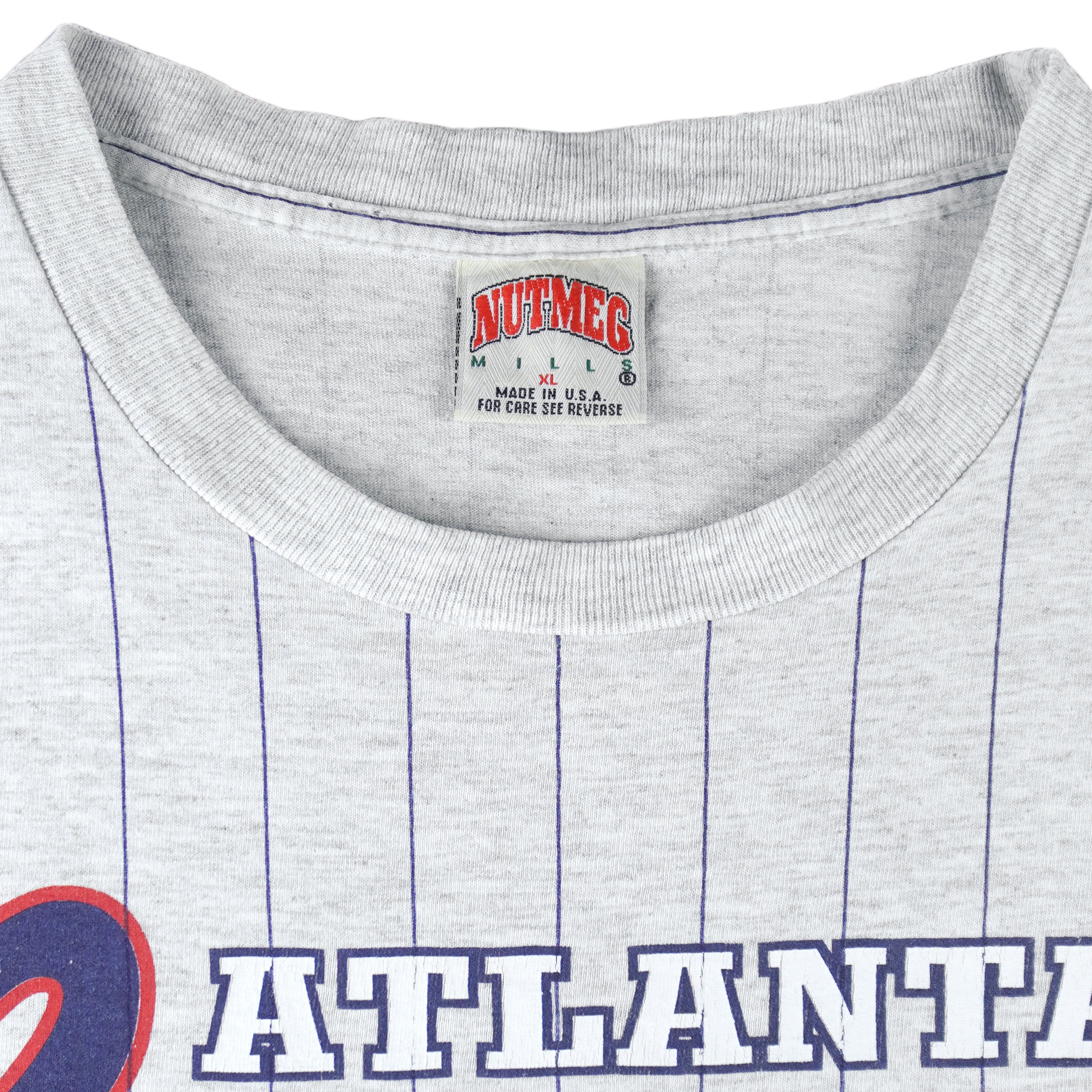 MLB (Nutmeg) - Atlanta Braves Single Stitch T-Shirt 1992 X-Large Vintage Retro Baseball