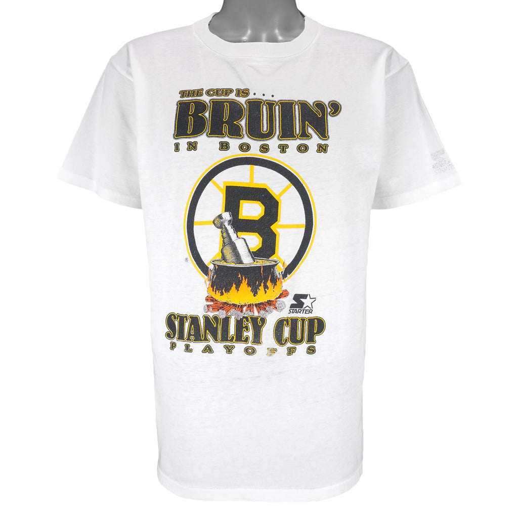 Starter - NHL Boston Bruins Stanley Cup Playoffs Single Stitch T-Shirt 1990s Large Vintage Retro Hockey