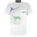 MLB (Guy Harvey) - Florida Marlins Catch The Fever Single Stitch T-Shirt 1993 Large Vintage Retro Baseball