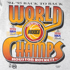 NBA (Sof Tee) - Houston Rockets Back 2 Back World Champs T-Shirt 1995 Large Vintage Retro Basketball