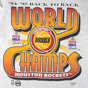 NBA (Sof Tee) - Houston Rockets Back 2 Back World Champs T-Shirt 1995 Large Vintage Retro Basketball