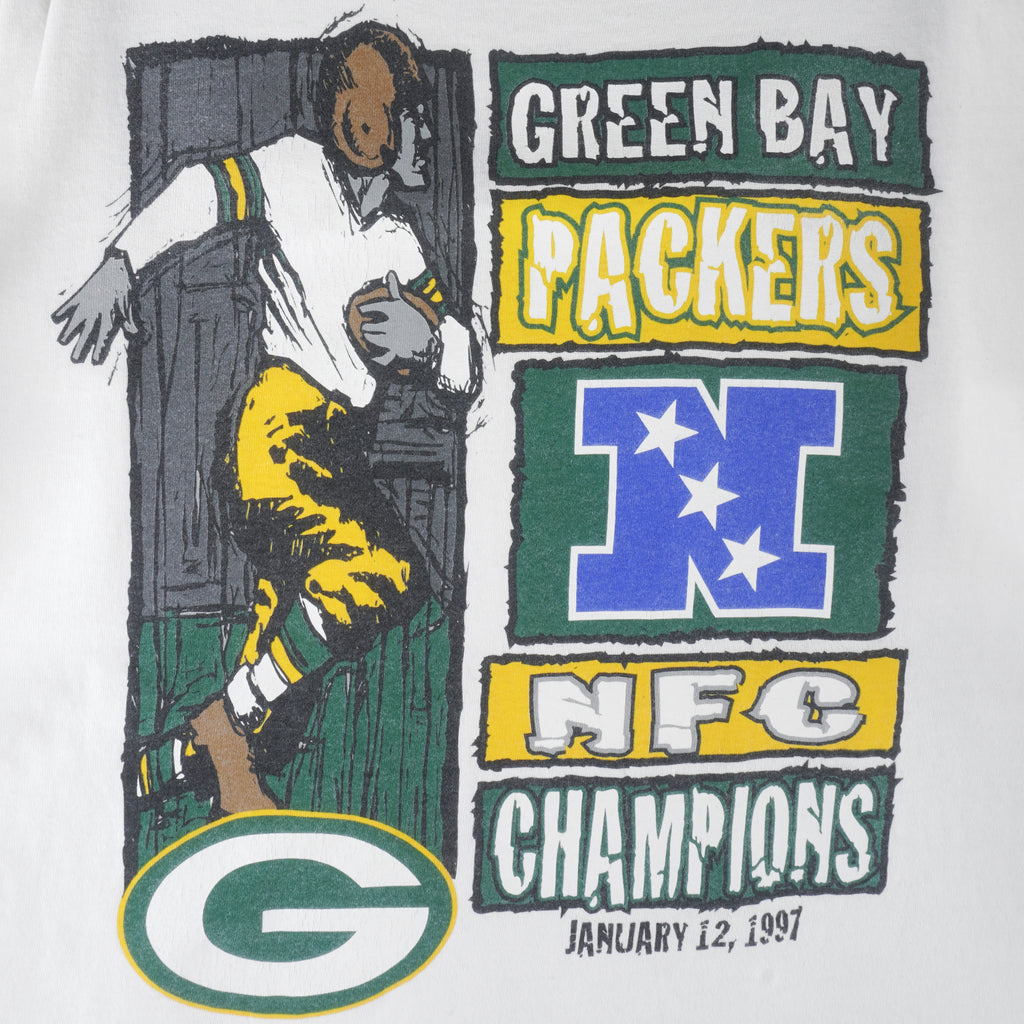 Starter - Green Bay Packers Champs Single Stitch T-Shirt 1997 Medium Youth Vintage Retro Football