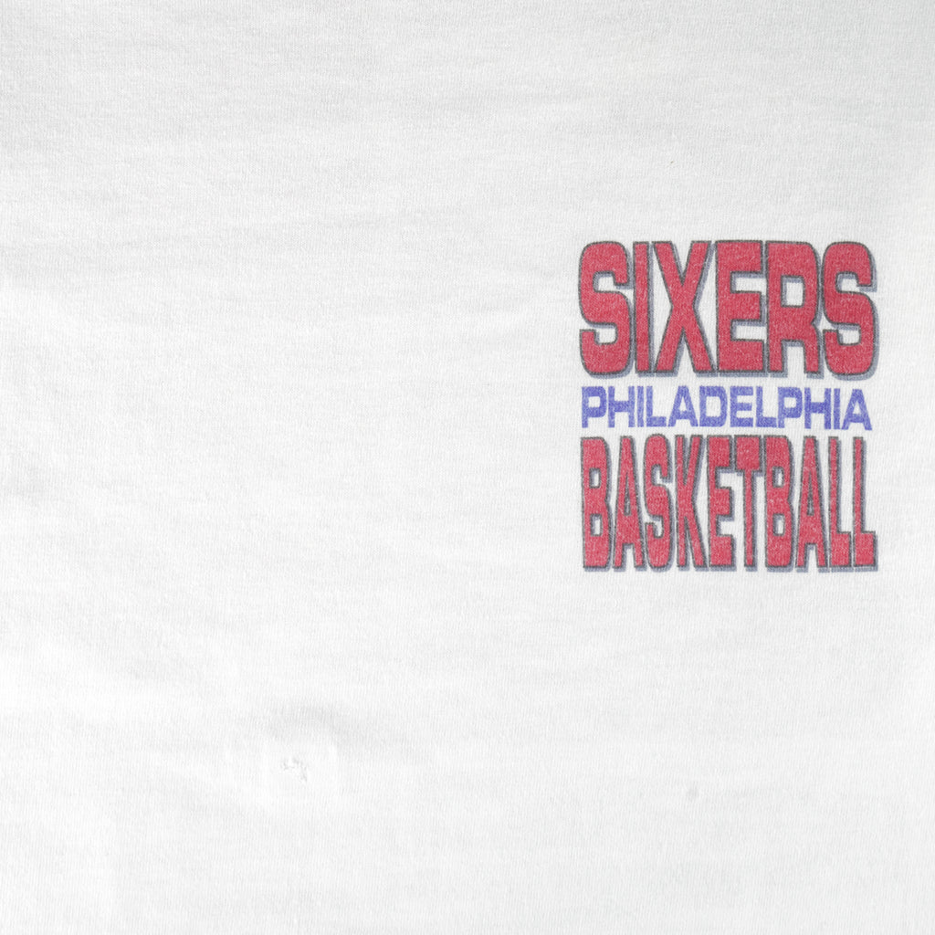NBA (Salem) - Philadelphia 76ers Single Stitch T-Shirt 1990 Large Vintage Retro Basketball