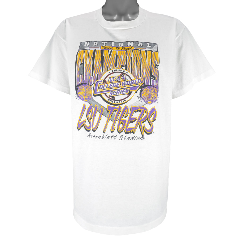 NCAA - LSU Tigers World Series Champions Single Stitch T-Shirt 1997 X-Large Vintage Retro College