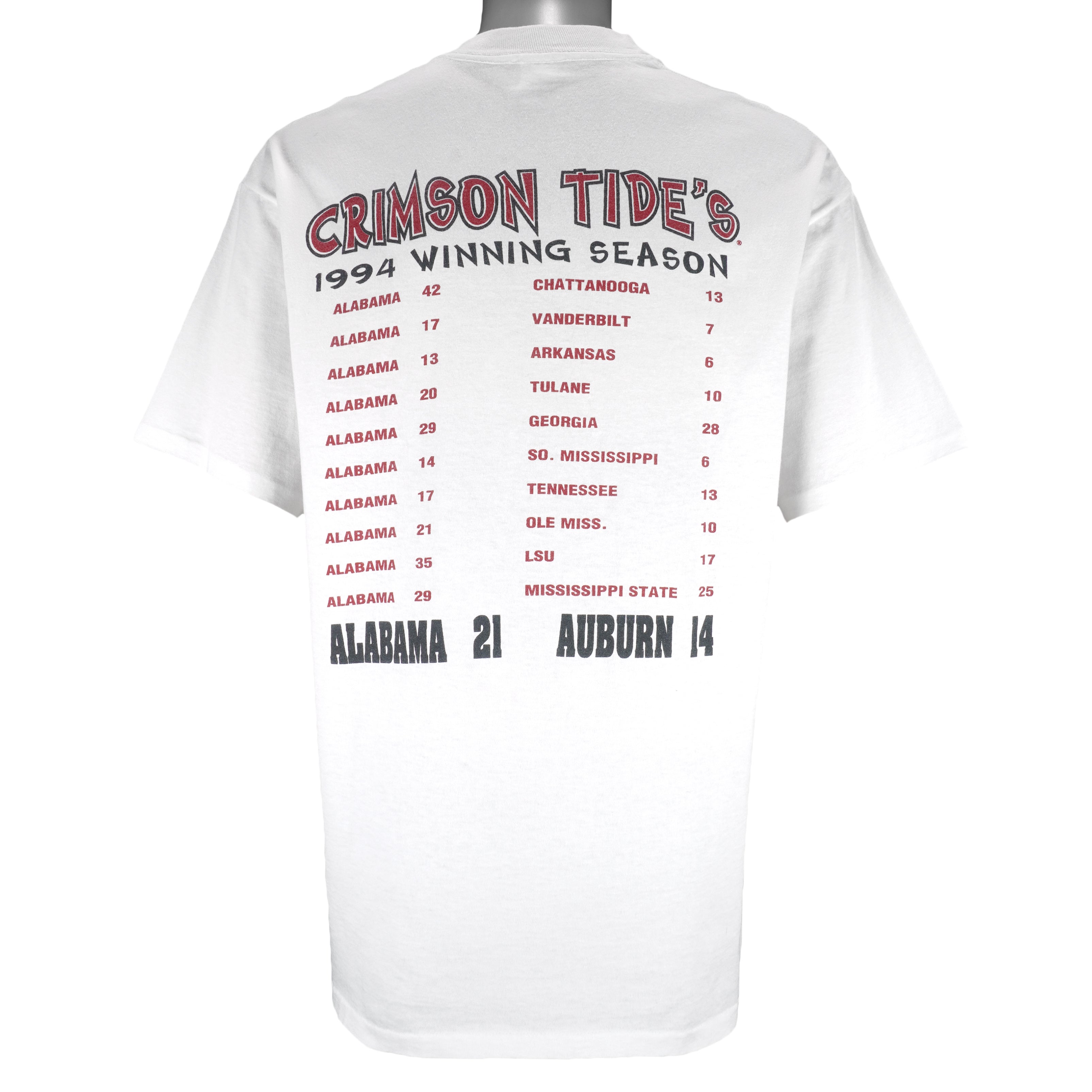 NCAA (Center Cut) - Alabama Crimson Tide Stops The Streaks T-Shirt 1994 X-Large Vintage Retro College