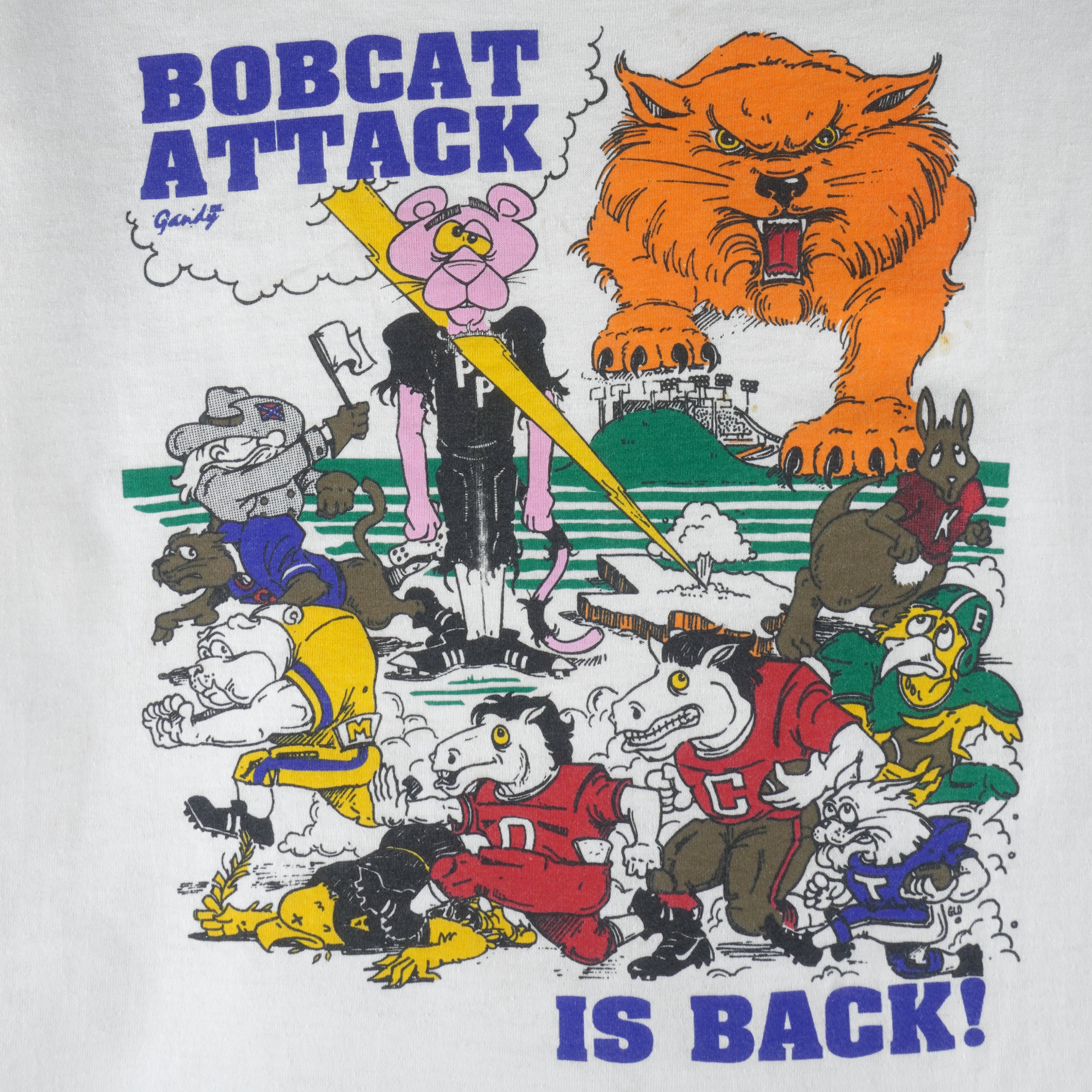 Vintage (Screen Stars Best) - Bobcats Attack Comics T-Shirt 1990s X-Large Vintage Retro 